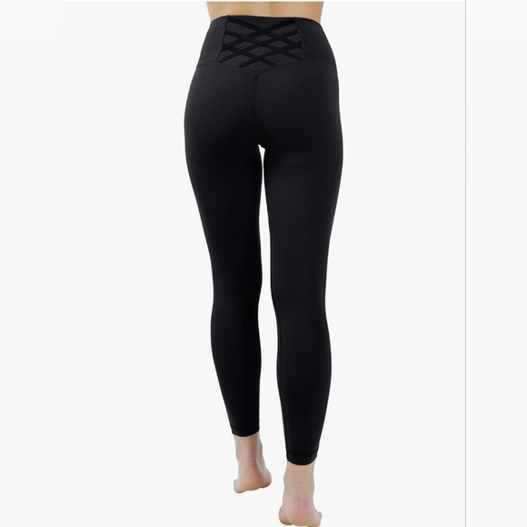 Yogalicious High Rise Squat Proof Criss Cross Yoga Pants Black XS - Picture 3 of 10